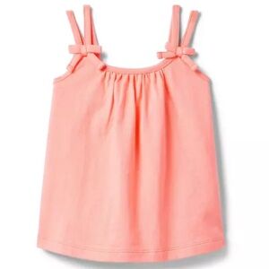 Janie and Jack Double Bow Strap Sleeveless Top Peach Nectar Sz 12-18 months